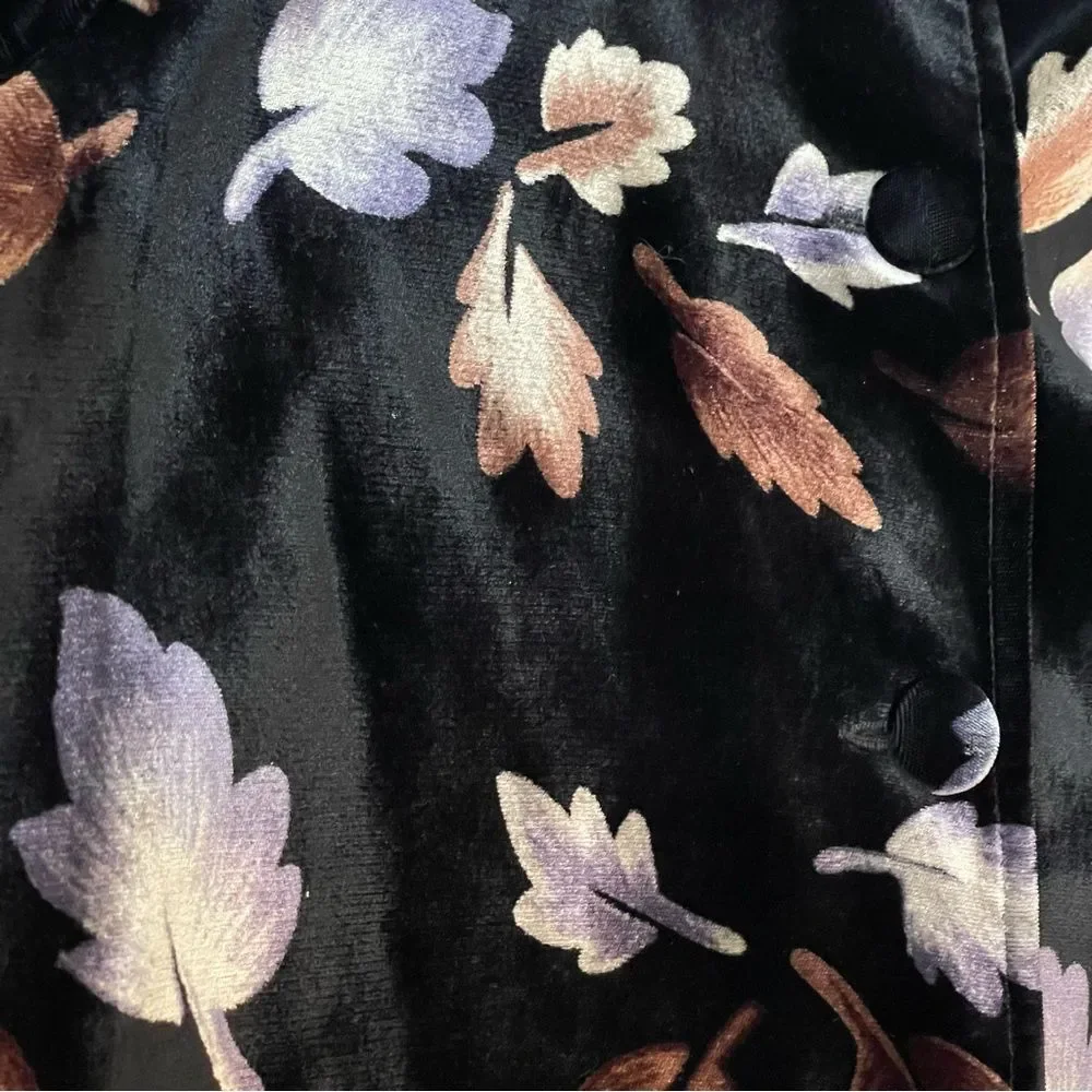 Elliott Lauren Black Velvet Metallic Floral Blazer Jacket NWOT Size M